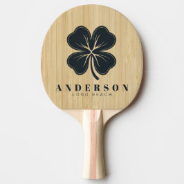 Raquete De Ping Pong Trevo de Quatro Folhas em Bambu Leve com Nome