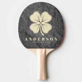 Raquete De Ping Pong Trevo de Quatro Folhas em Granito Escuro Moderno c