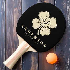 Raquete De Ping Pong Trevo de Quatro Folhas Irlandês Sortudo com Nome P