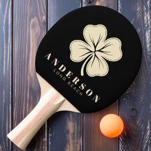 Raquete De Ping Pong Trevo de Quatro Folhas Irlandês Sortudo com Nome P
