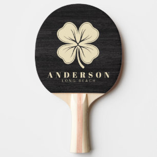 Raquete De Ping Pong Trevo de Quatro Folhas Modesto em Madeira Escura c