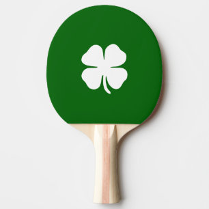 Raquete De Ping Pong Trevo de Quatro Folhas Verde Irlandês Sortudo