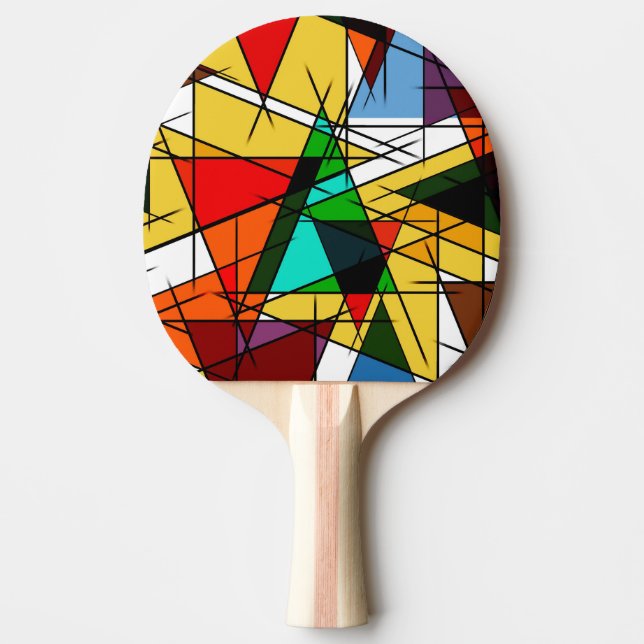 Raquete De Ping Pong Triângulo Moderno Colorido Geométrico (Frente)
