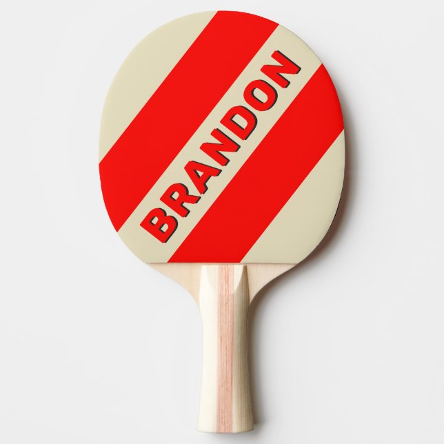 Raquete De Ping Pong Trilha de Três Negrito com Nome (Frente)