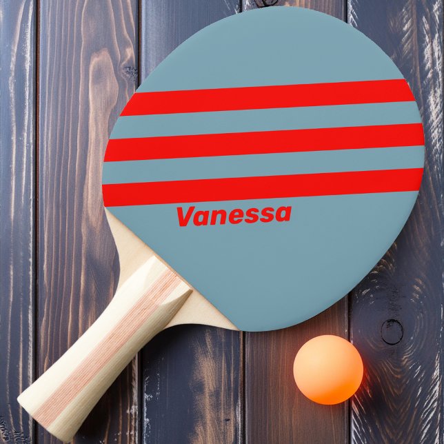 Raquete De Ping Pong Trilhas Retro do Mar Vermelho com Nome (Criador carregado)