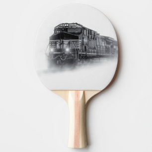 Raquete De Ping Pong Trilhos do comboio preto e branco
