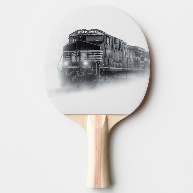 Raquete De Ping Pong Trilhos do comboio preto e branco (Frente)