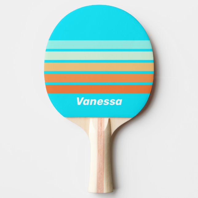 Raquete De Ping Pong Tropic Splash Através de Listras com Nome (Frente)