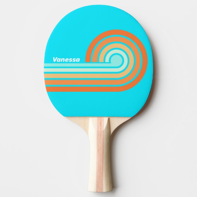 Raquete De Ping Pong Tropic Splash Curl Listras com Nome (Frente)