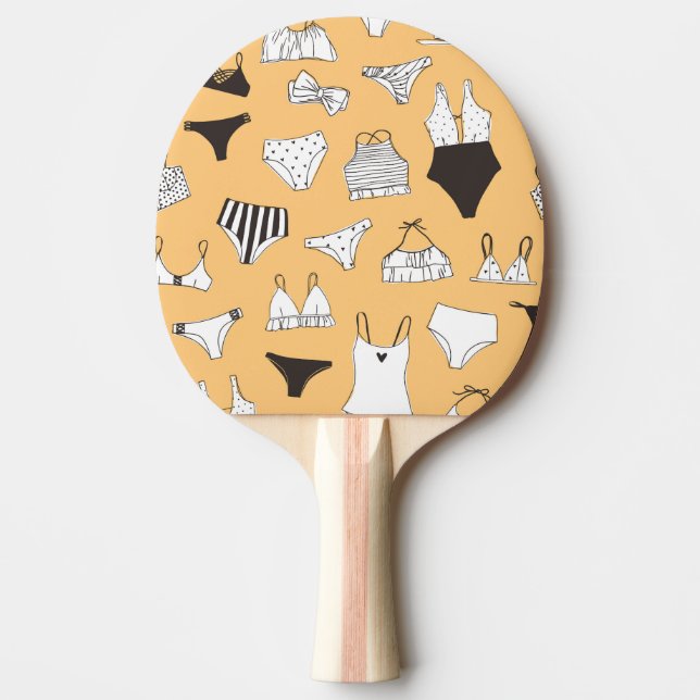 Raquete De Ping Pong Tropical Bikini: Padrão de Verão Desenhado à Mão (Frente)