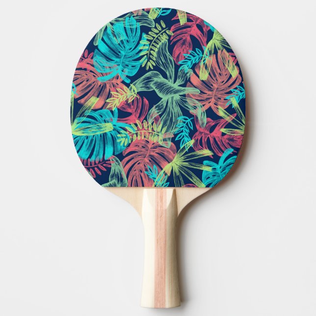 Raquete De Ping Pong Tropical Folha vermelha amarelo-alaranjado (Frente)