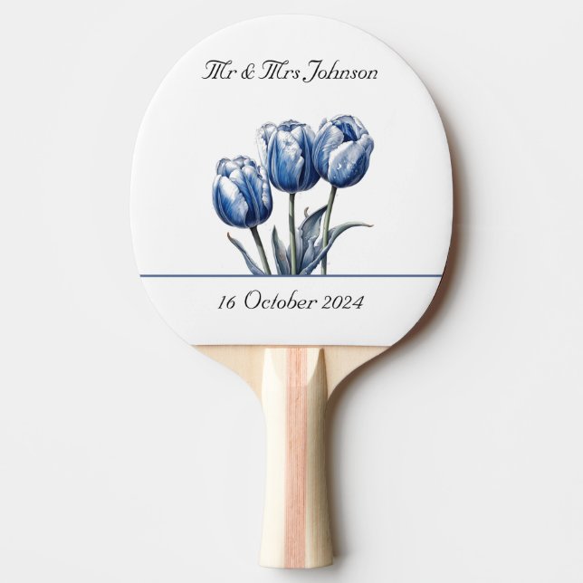 Raquete De Ping Pong Tulipas no Azul Delft personalizáveis (Frente)
