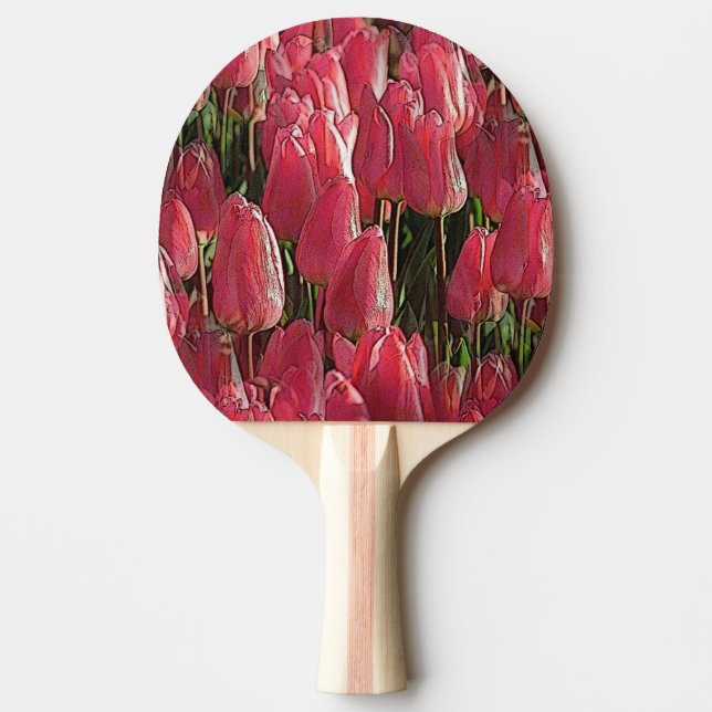 Raquete De Ping Pong Tulipas Rosa Floral (Frente)