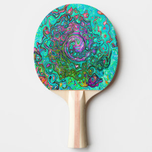 Raquete De Ping Pong Turquesa Groovy Abstrato Retro Líquido Redemoinho