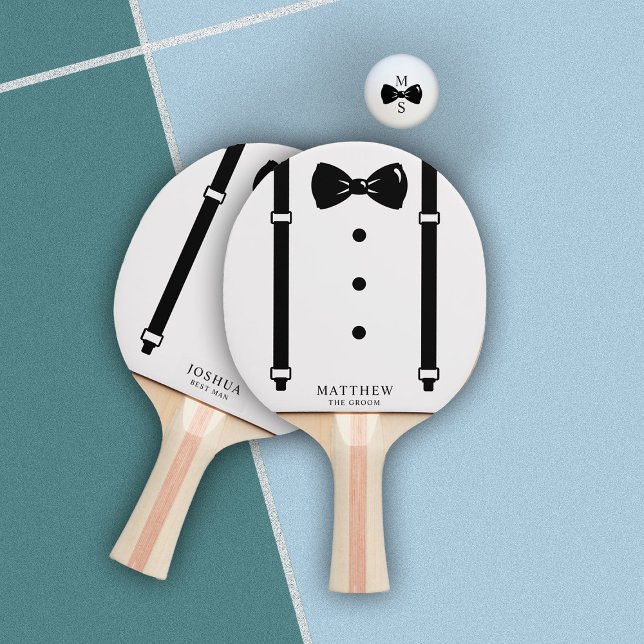 Raquete De Ping Pong Tuxedo Suspende Arco Padrinho de casamento (Criador carregado)