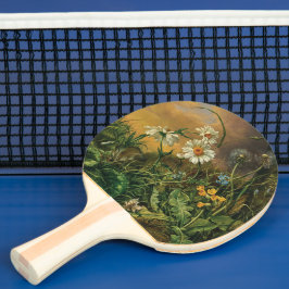 Raquete De Ping Pong Um chão de floresta com margaridas, primroses, ...