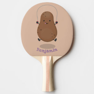 Raquete De Ping Pong Um desenho animado de corda de batata feliz