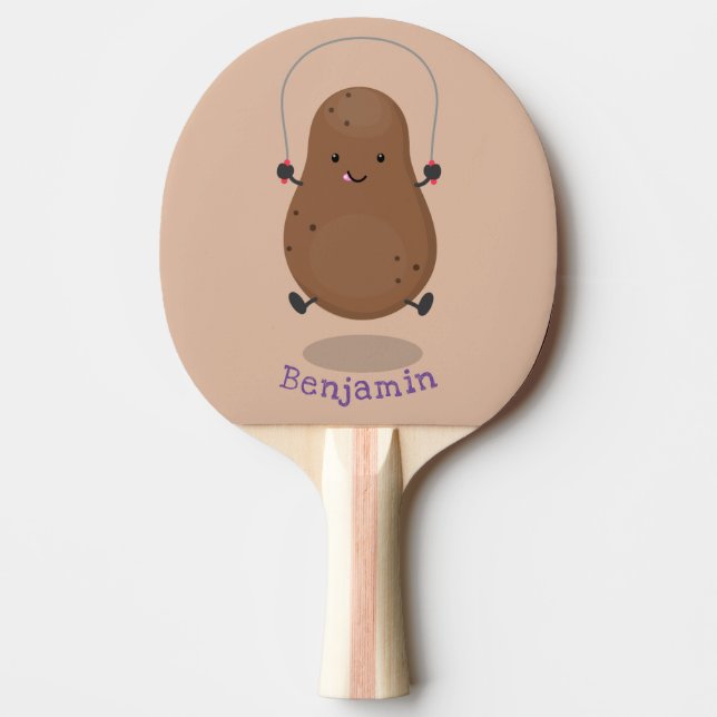 Raquete De Ping Pong Um desenho animado de corda de batata feliz (Frente)