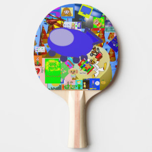 Raquete De Ping Pong Um desenho animado de espaçamento de Feliz