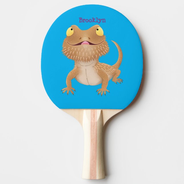 Raquete De Ping Pong Um desenho animado de lagarto de dragão barbudo (Frente)