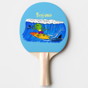 Raquete De Ping Pong Um desenho animado de lagarto-do-pescoço