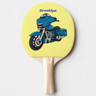 Raquete De Ping Pong Um desenho animado de moto azul e bonito