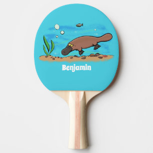 Raquete De Ping Pong Um desenho animado para a natação em platypus