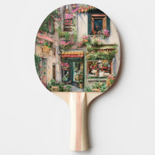 Raquete De Ping Pong Um Design de Ephemera, uma cena de rua italiana, s