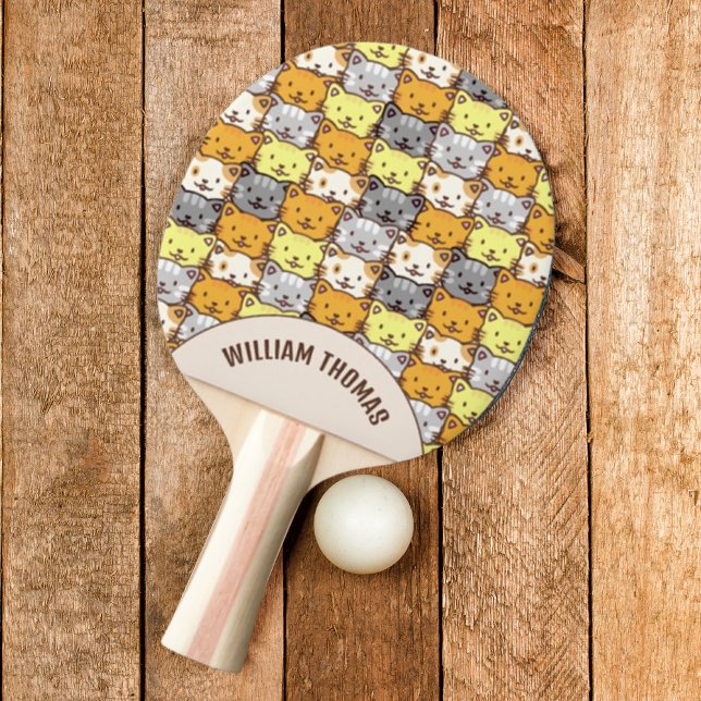 Raquete De Ping Pong Um Padrão De Gatos Personalizado (Criador carregado)