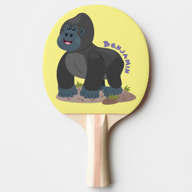 Raquete De Ping Pong Uma ilustração de desenho animado de gorila, um gr (Frente)