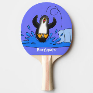 Raquete De Ping Pong Uma ilustração de desenho animado de pinguins de s