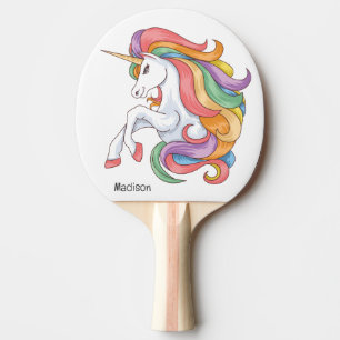 Raquete De Ping Pong Unicórnio Colorido de Nome Personalizado