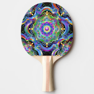 Raquete De Ping Pong Universo Mandala Cores Psicodélicas