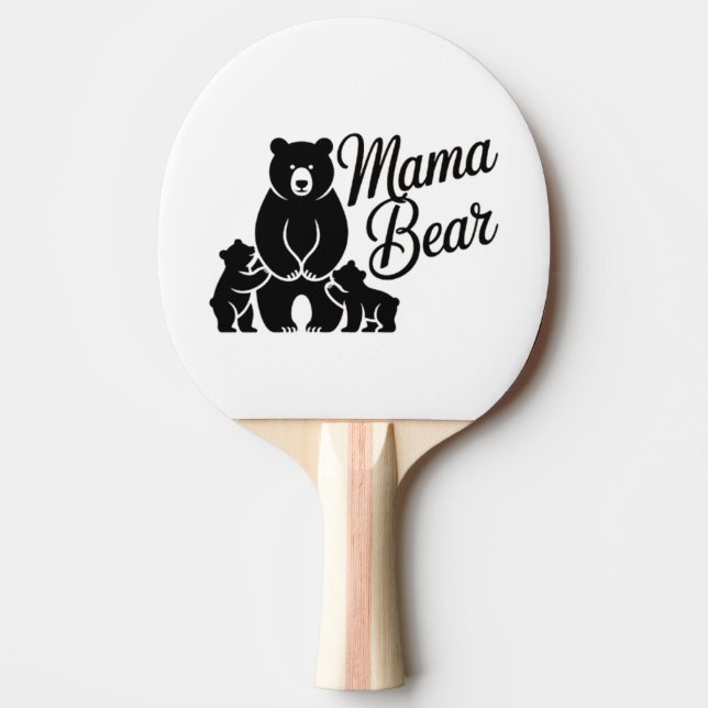 Raquete De Ping Pong Ursa Mãe com Filhotes Família Bonita Urso (Frente)