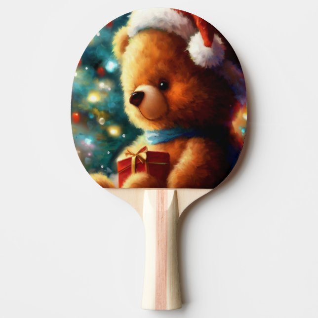 Raquete De Ping Pong Urso de Natal (3) (Frente)