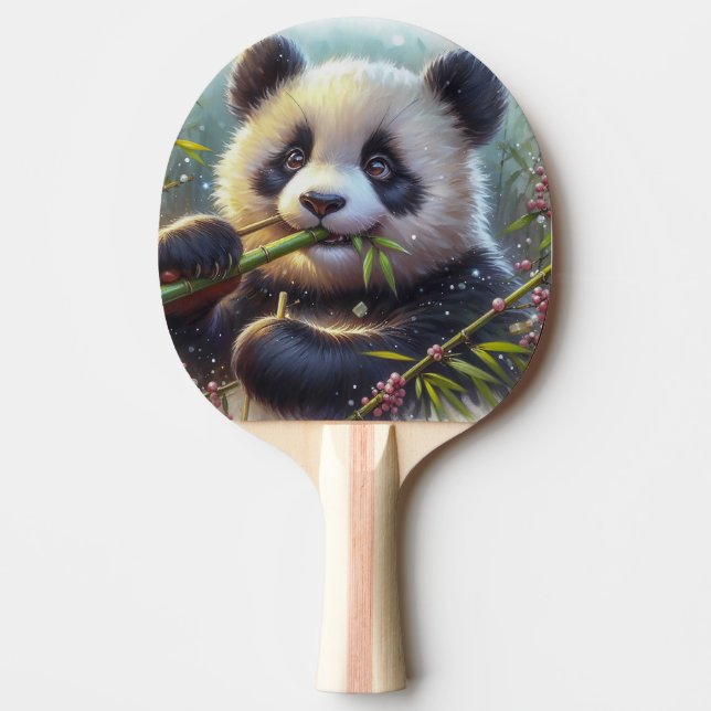 Raquete De Ping Pong Urso Panda Adorável Comendo Bambu (Frente)