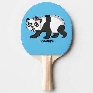 Raquete De Ping Pong Urso panda bonito e feliz com desenho animado