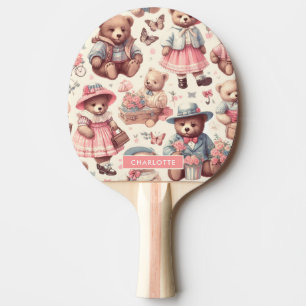 Raquete De Ping Pong Ursos de Vintagem Cura Sem Costura