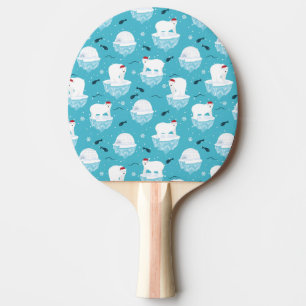 Raquete De Ping Pong Ursos polares brancos em Santa Hats Padrão de Nat
