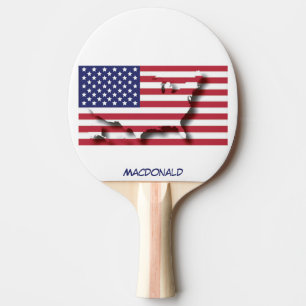 Raquete De Ping Pong USA FLAG & MAP Personalizado