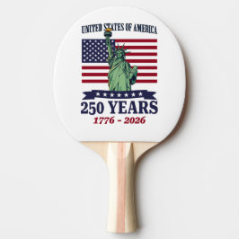 Raquete De Ping Pong USA Statue of Liberty 250 Years 1776-2026