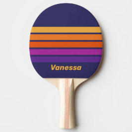 Raquete De Ping Pong Uva Vintage Arco-íris Através de Listras com Nome