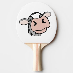 Raquete De Ping Pong vaca de desenho animado preto branco rosa beijo ci