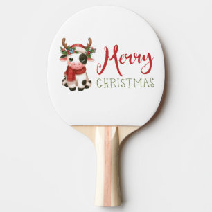 Raquete De Ping Pong Vaca doce de Natal feliz
