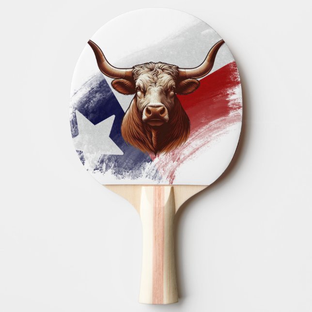Raquete De Ping Pong Vaca longhorn do Texas (Frente)
