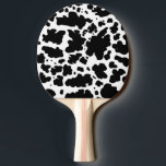 Raquete De Ping Pong Vaca Negra Coloca Impressão<br><div class="desc">A pele das vacas preto e branco clássicas e em moda manchou a textura do design de casa e dons. Impressão animal em manchas de vaca</div>