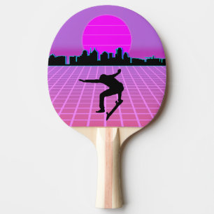 Raquete De Ping Pong Vaporwave Skateboarder Retro anos 80