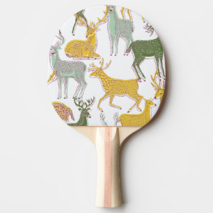 Raquete De Ping Pong Veados Geométricos: Ilustração de Padrão Tradicion
