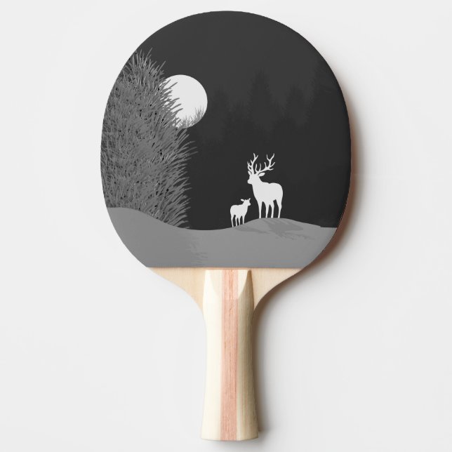 Raquete De Ping Pong Veados na Colina ao Luar (Frente)