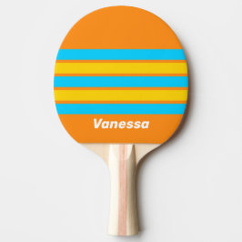 Raquete De Ping Pong Verão Retrô na Praia com Listras e Nome